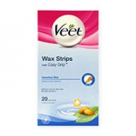 Veet Wax Strips For Sensitive Skin W/Almond Oil & Vitamin E Fragrance 20s